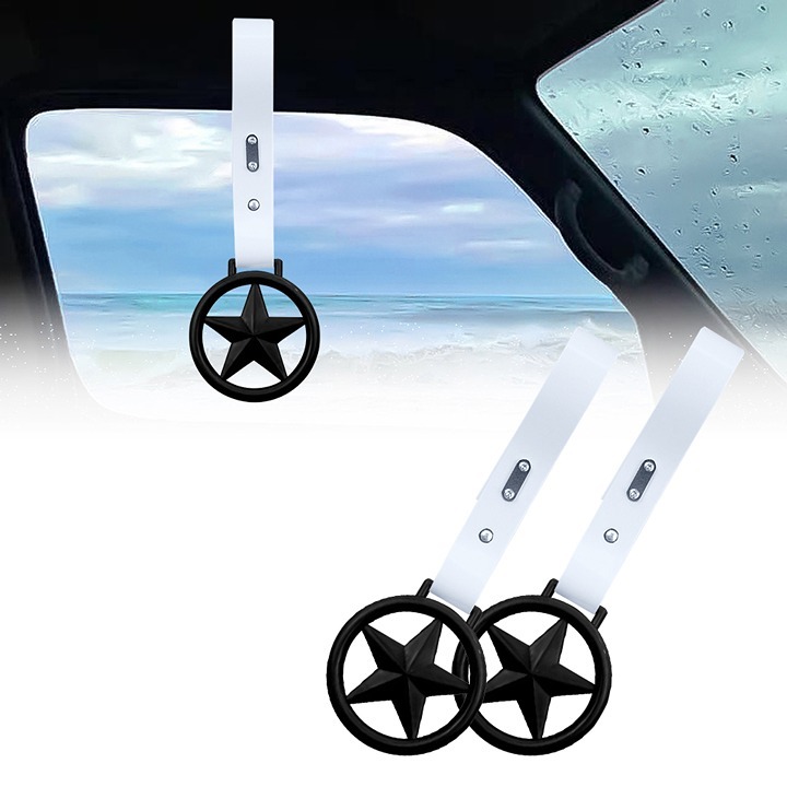 BRAND NEW 2PCS ROUND STAR BLACK JDM TSURIKAWA RING WHITE Handle Strap Drift