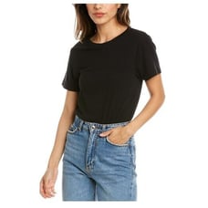 New WeWoreWhat Short Sleeve T-Shirt Bodysuit Jersey Knit Black Classic Medium