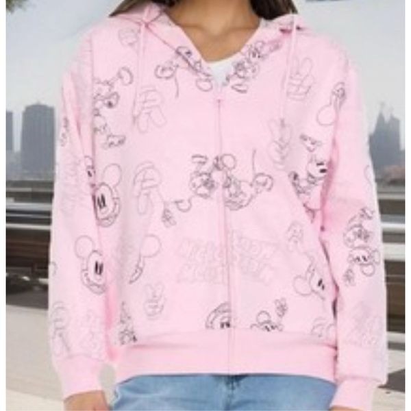 Disney pink embroidered hoodie fleece inside NWT size M