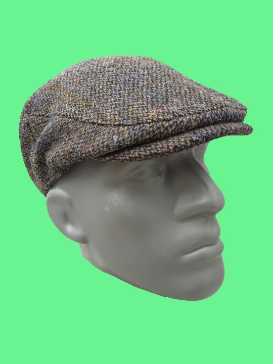 XX-LARGE Hartside HS14 Scottish Highland Harris Tweed® Flat Cap in GREY