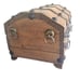 Vintage Pirate Treasure Chest Wood Jewelry Trinket Box Hinged Lid Mens Gift