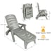 Adjustable Chaise Lounge Chair 5-Position Folding Recliner Grey