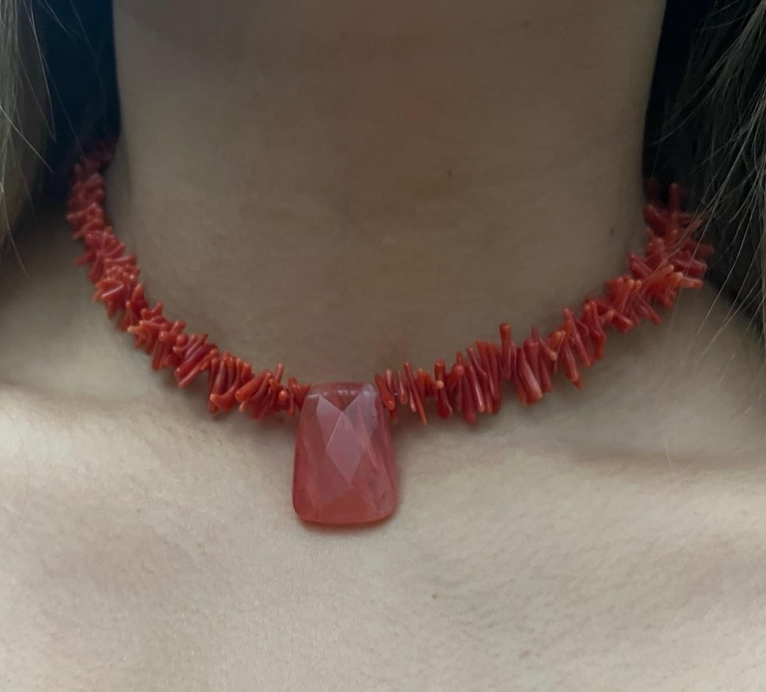 Handmade Coral 925 sterling silver Necklace