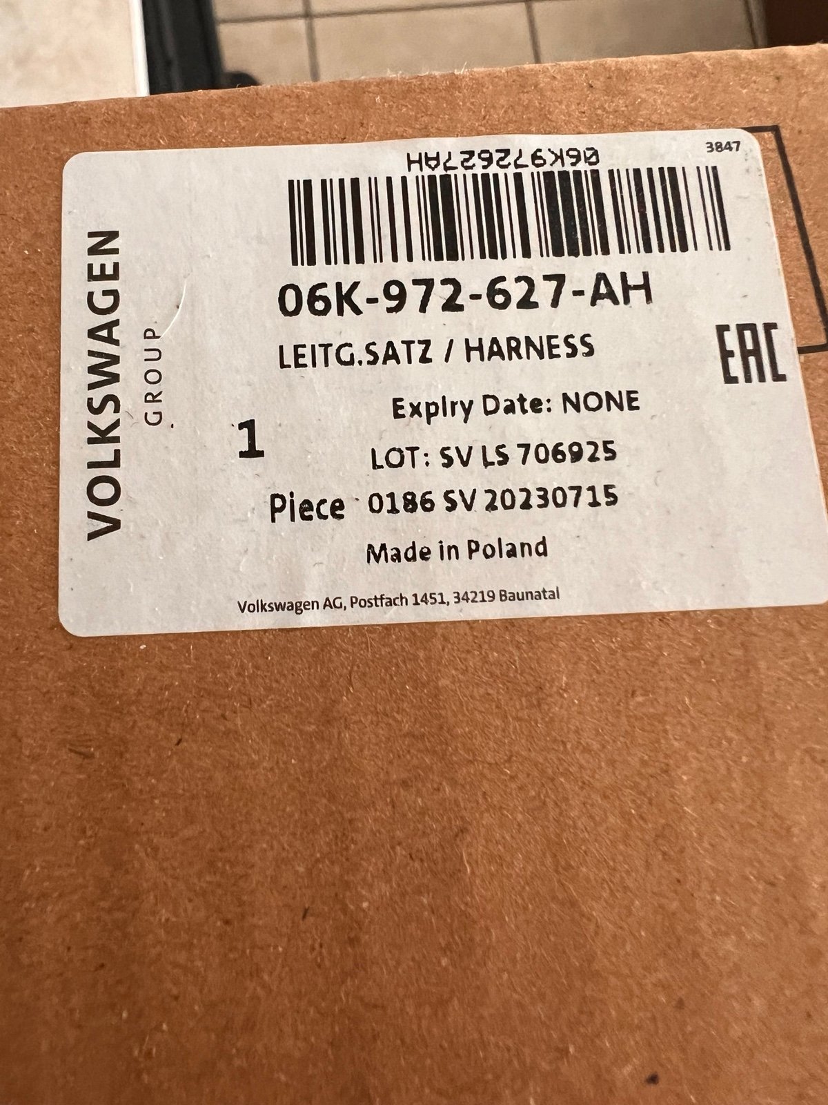 2015-2016 Volkswagen GTI Engine Wiring Harness