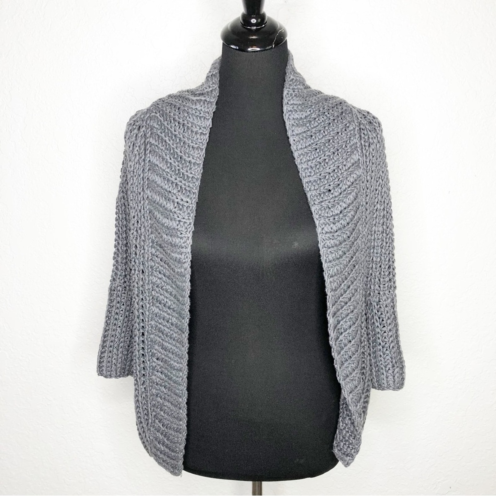 Theory Renata New Malaga gray open front linen blend cardigan sweater size Small