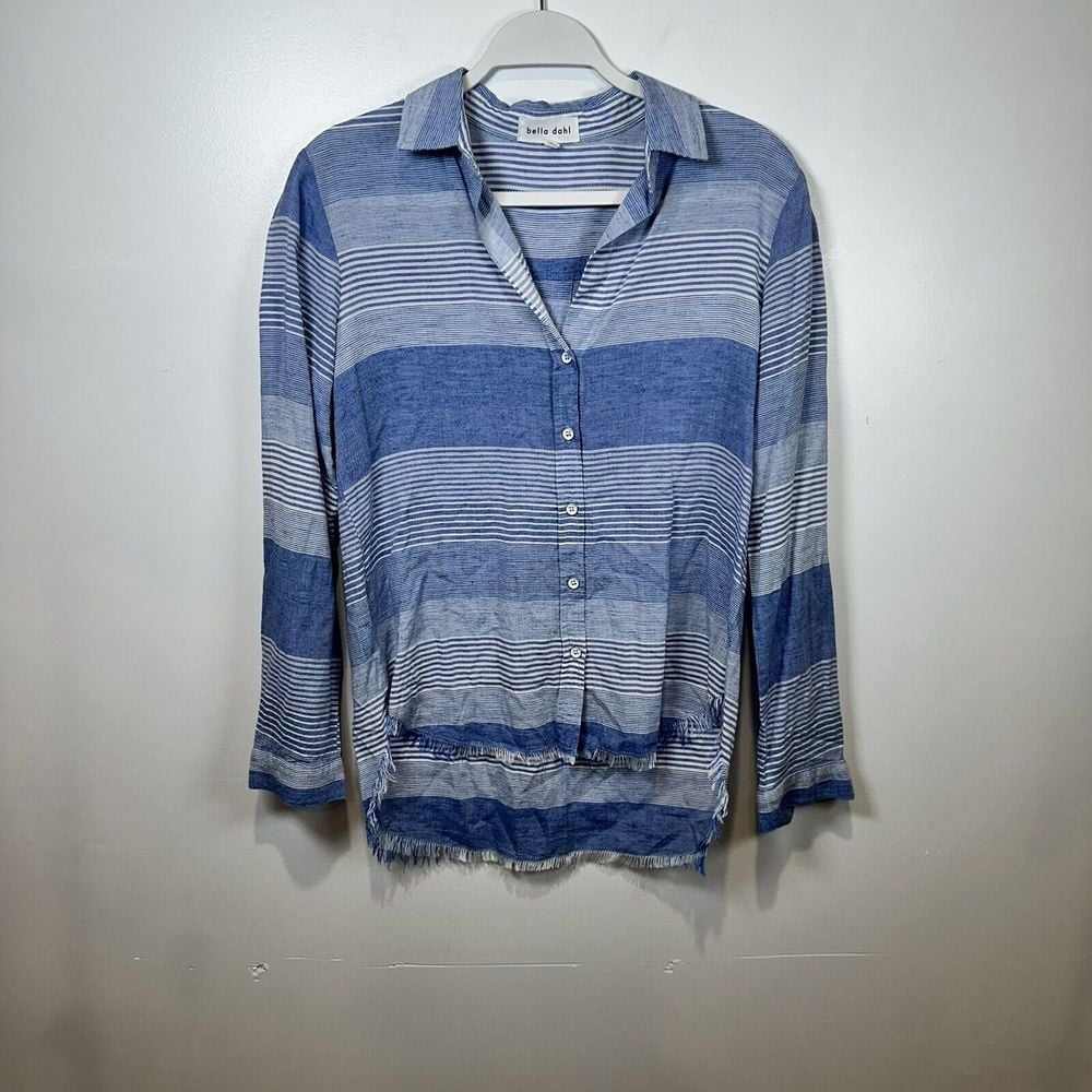 Bella Dahl Blue/White Striped Button Down Women's Shirt XS