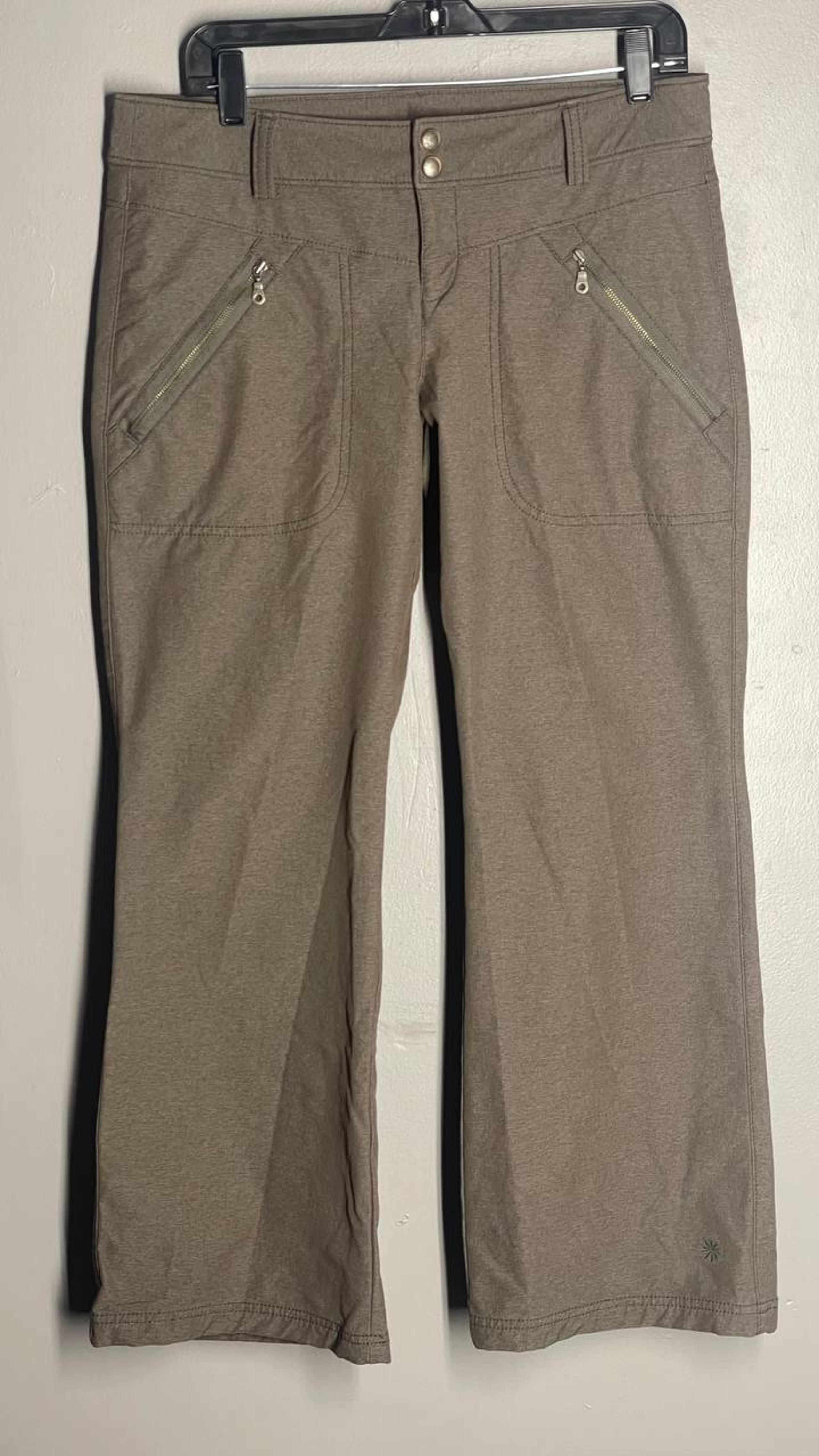 Athleta Outdoor Hiking Cropped Pants Wide-Leg Zip-Pocket Brown Women's 10P Gorp