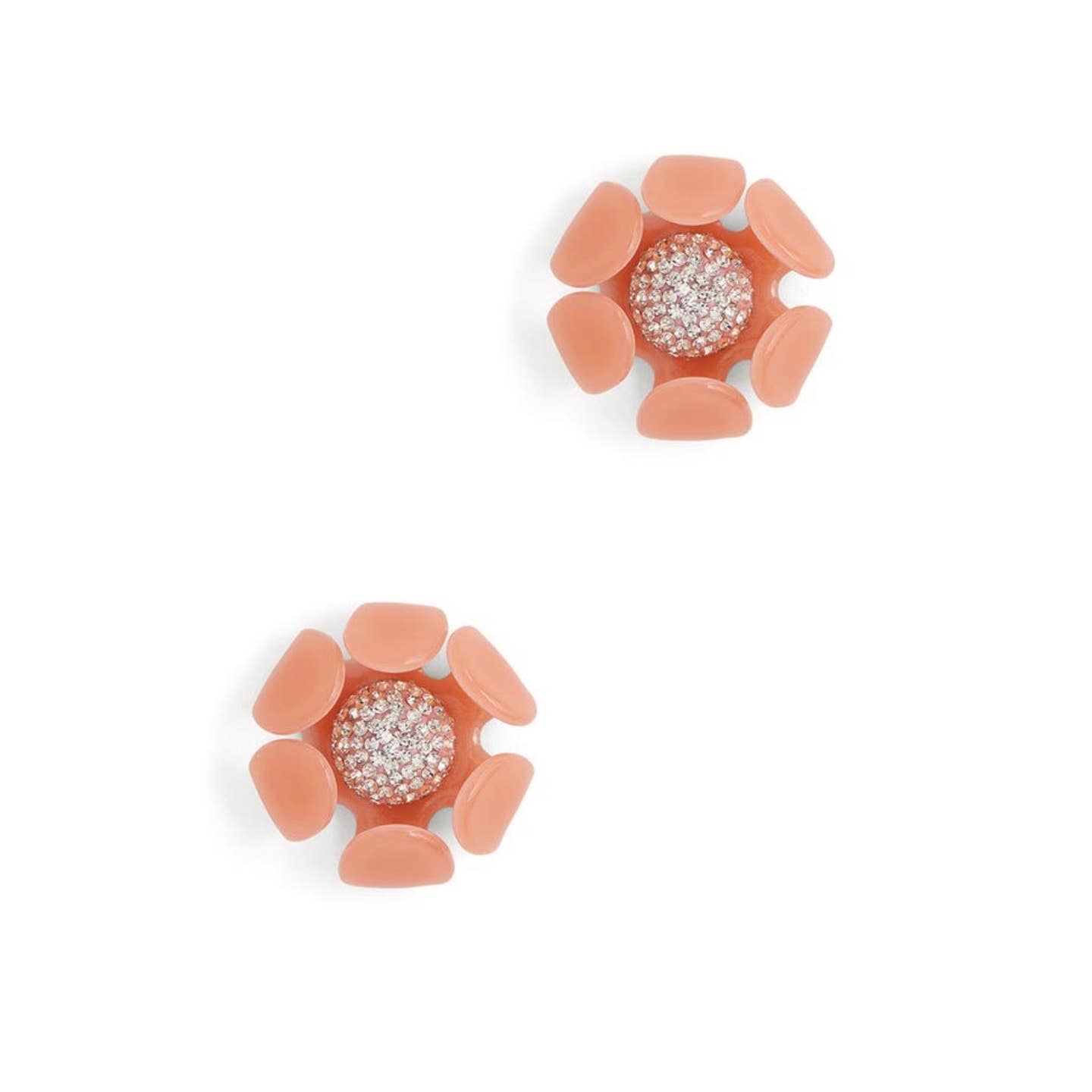 Lele Sadoughi floral peach crystal stud earrings