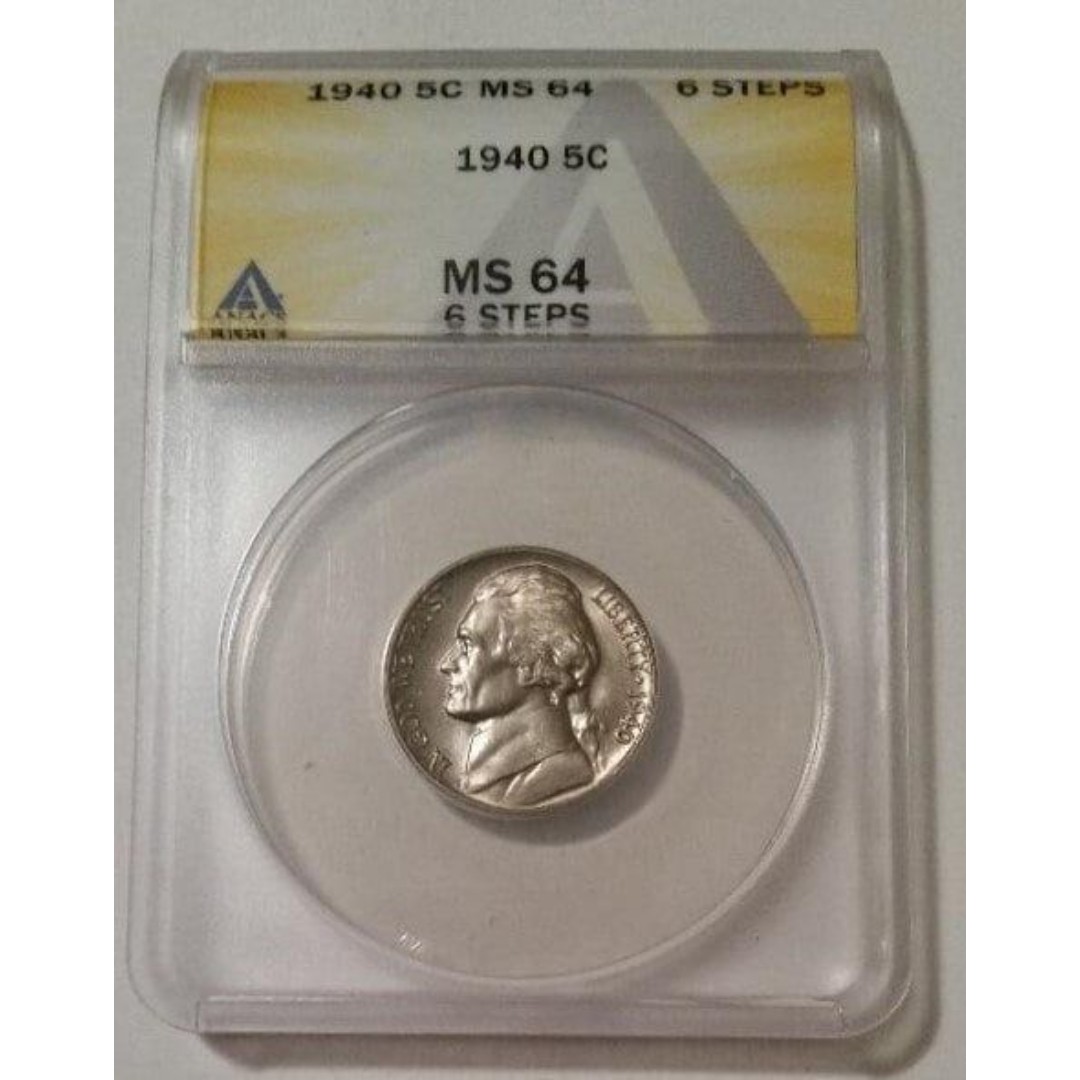1940 Jefferson Nickel MS64 6 Steps ANACS