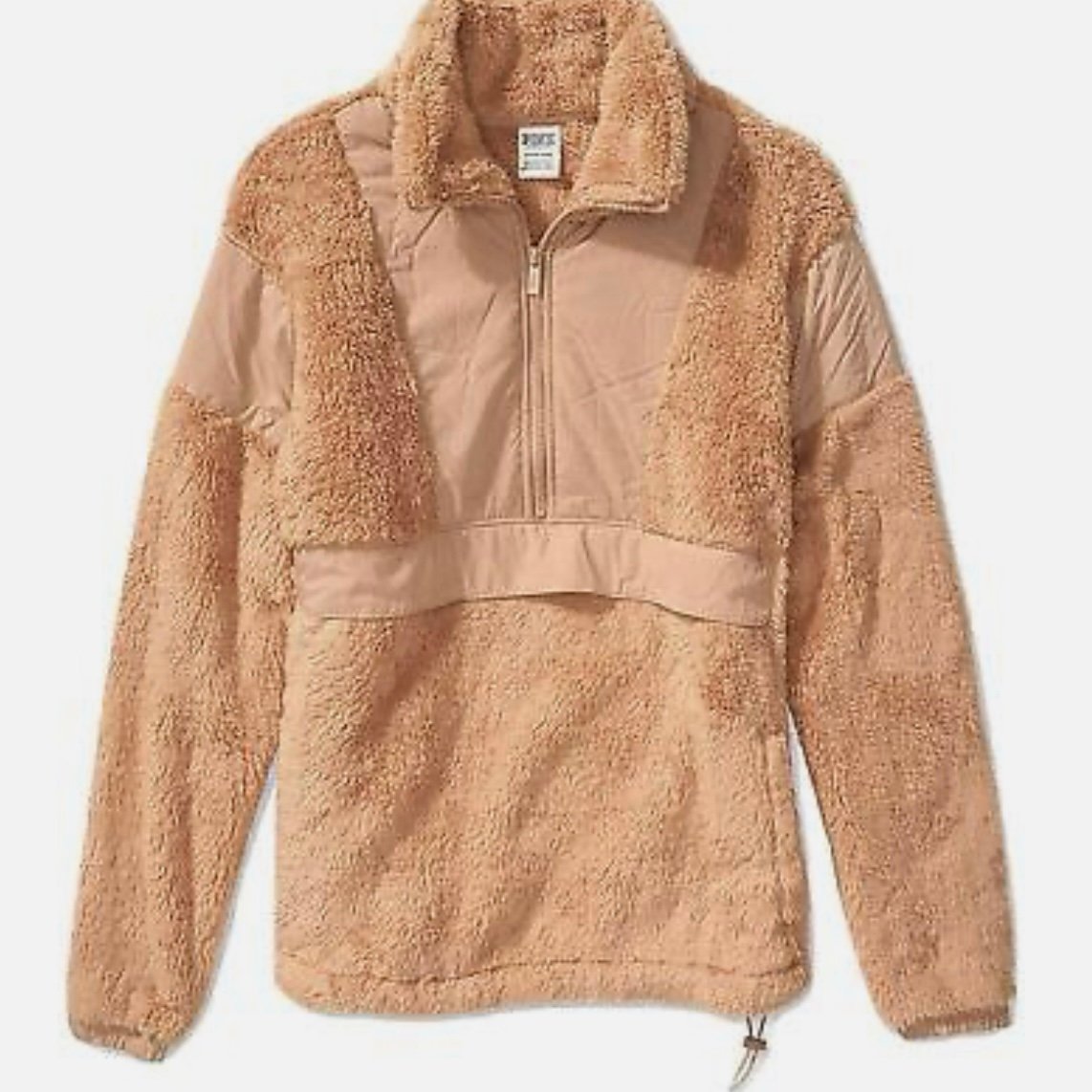 VICTORIA’S SECRET PINK FLEECE TEDDY HALF ZIP OVERSIZED PULLOVER SWEATER