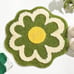 Green Flower Shaped Bath Rug, Non-Slip Water Absorbent Bathroom Mat