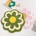 Green Flower Shaped Bath Rug, Non-Slip Water Absorbent Bathroom Mat