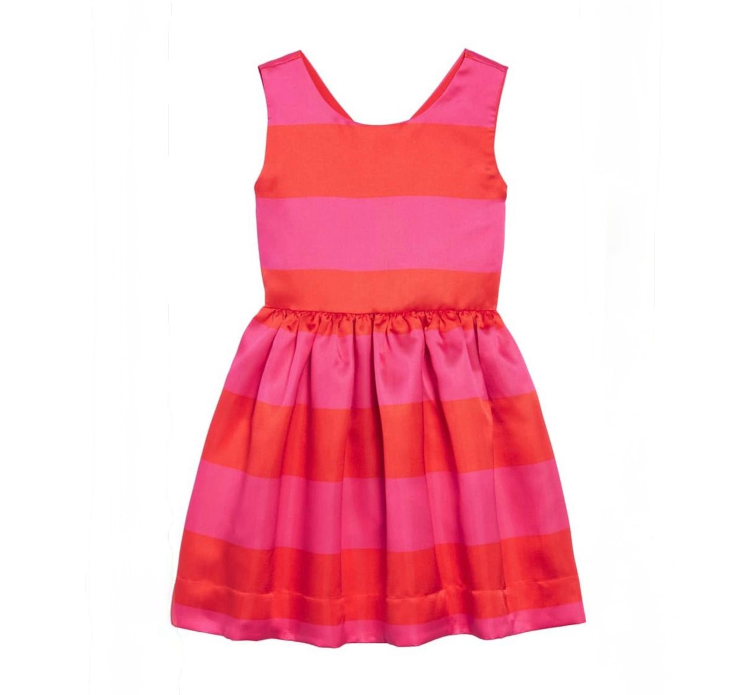 GUC Kate Spade Big Girls Carolyn Striped Sleeveless Party Dress In Pink & Red 12