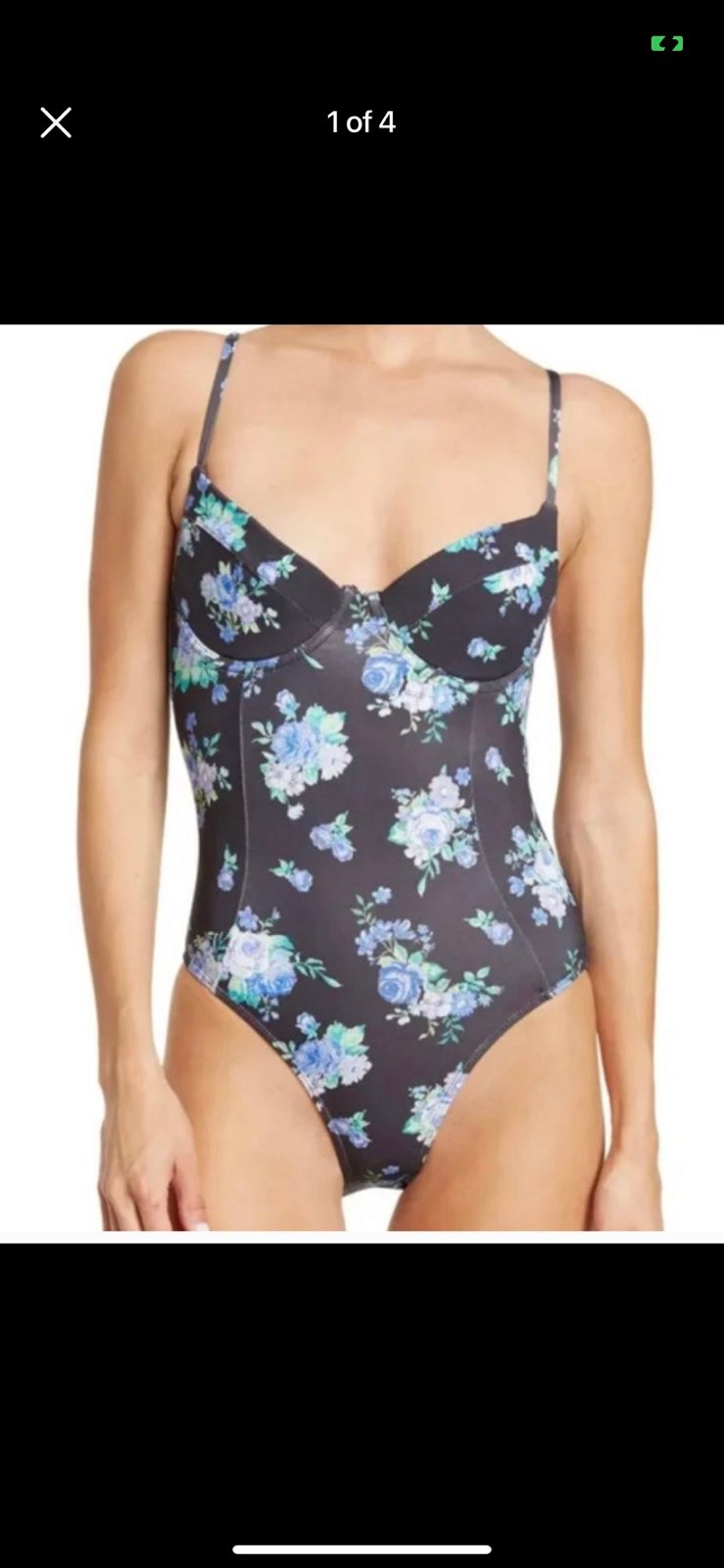 98 NWT WeWoreWhat Underwire One Piece Swimsuit In Golden Hour Floral Black M