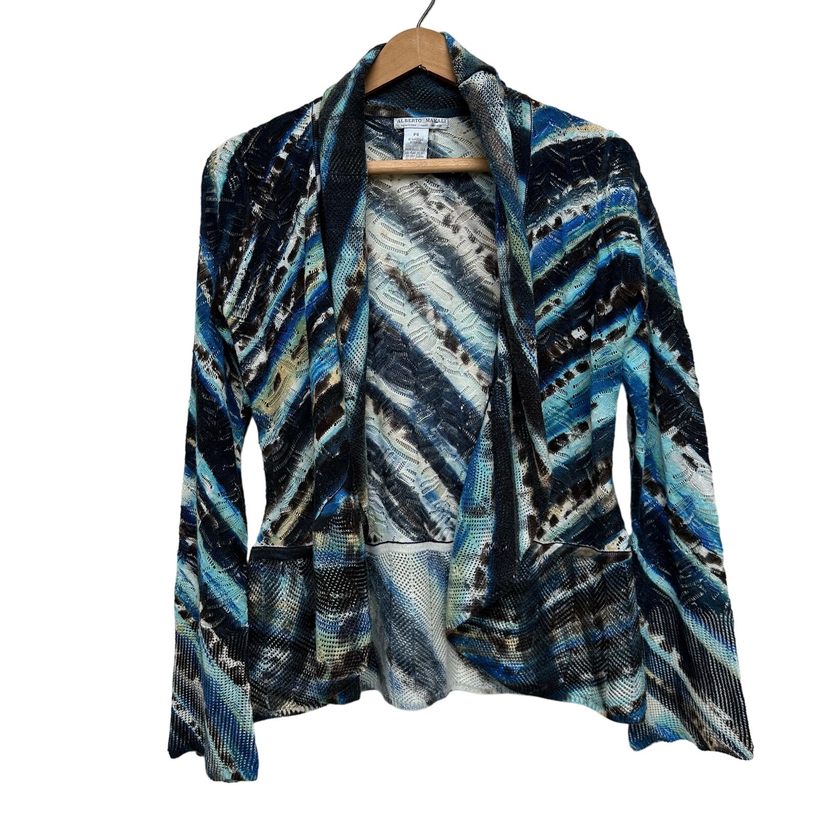 Alberto Makali Women’s Cardigan - Size PS - Gorgeous Mixed Blue Pattern
