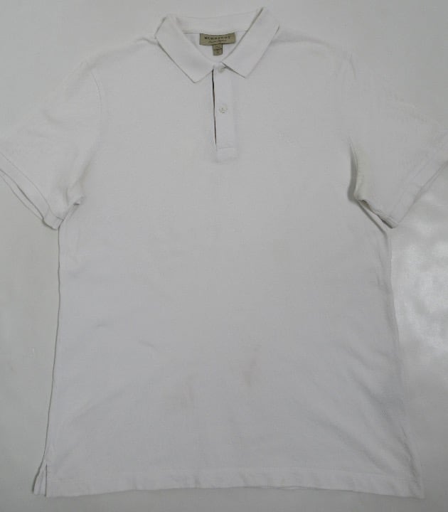 Burberry London England Men's Polo Shirt White Size XL