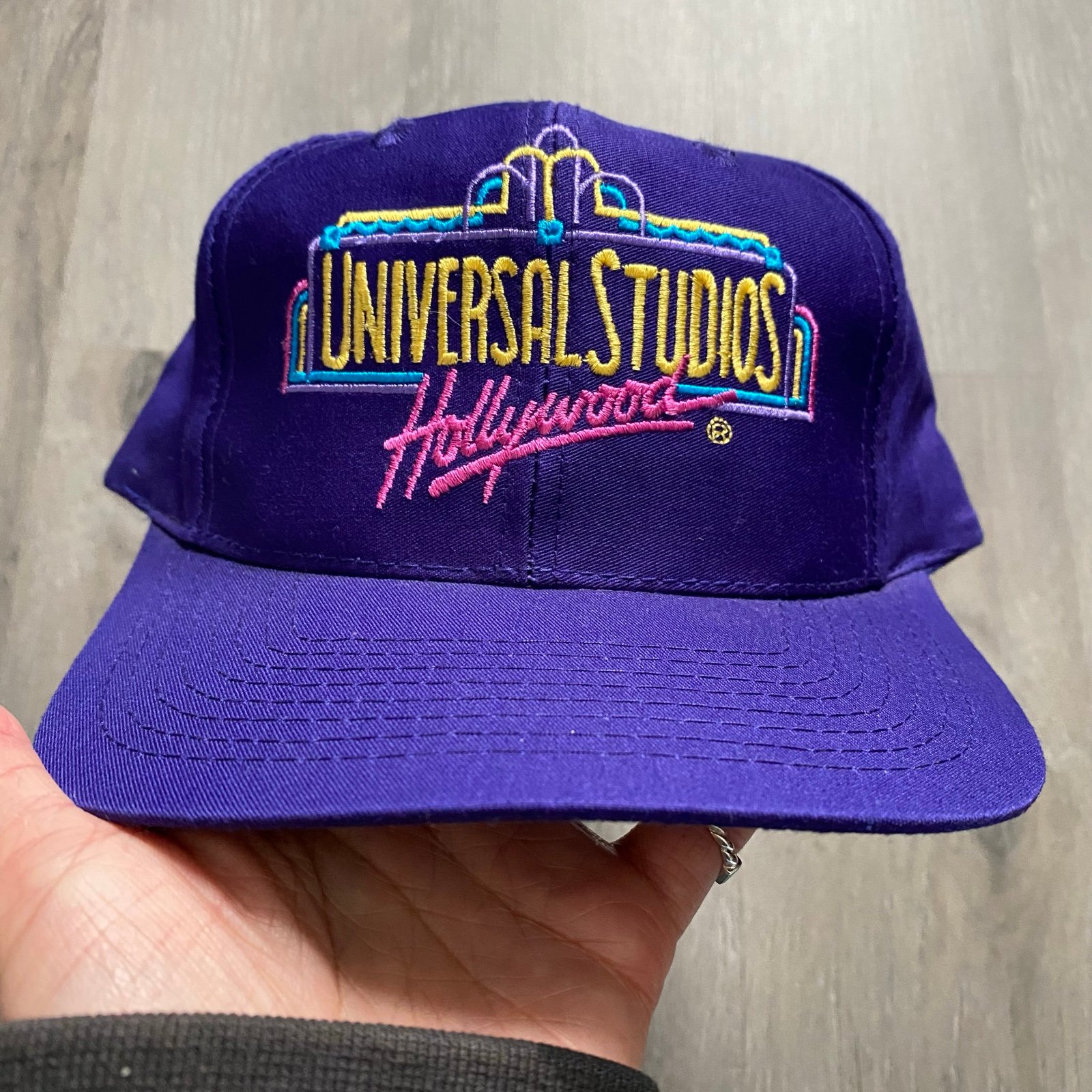 Universal Studios Hollywood Purple Marque Snapback Hat Vtg Movie Cap Souvenir