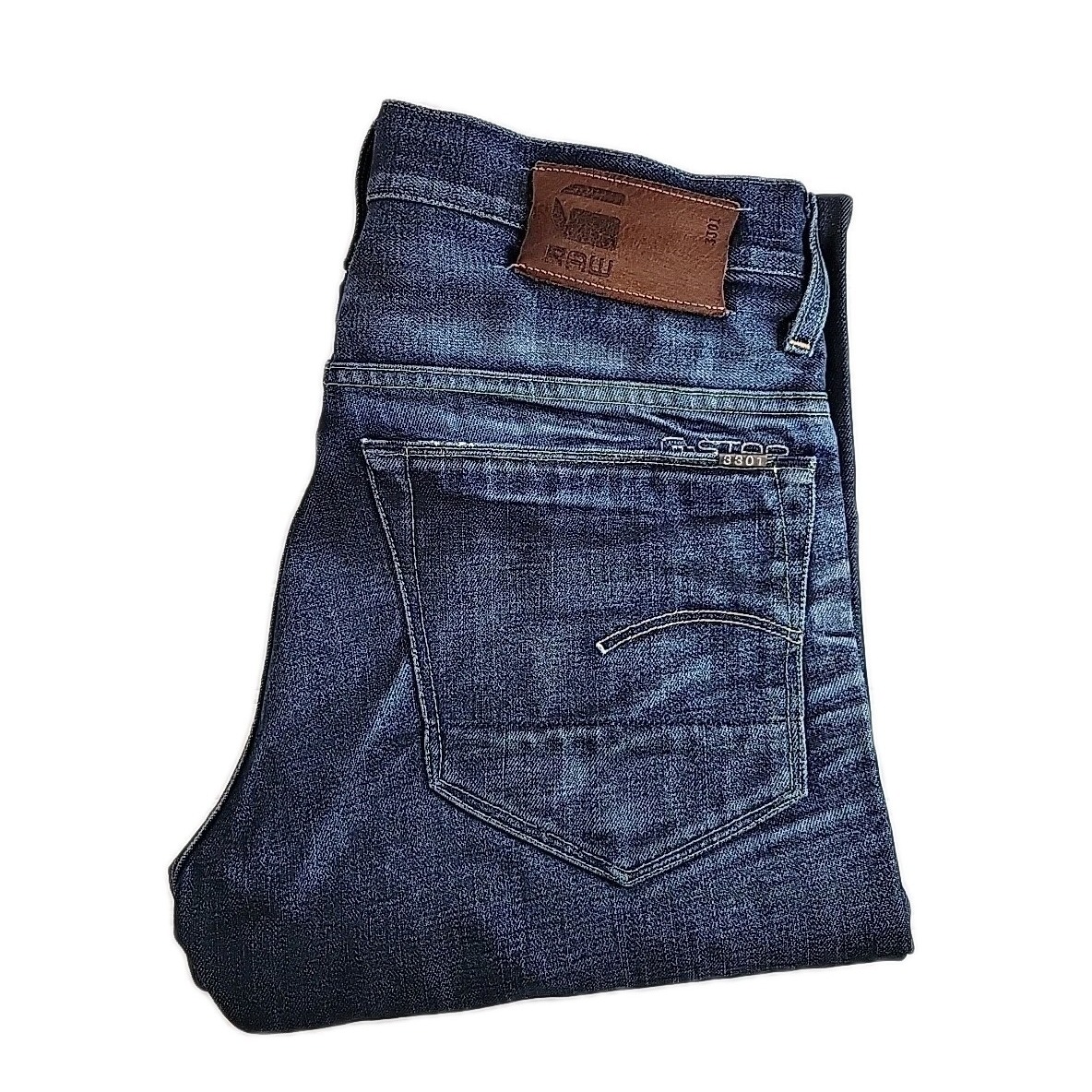 G STAR RAW Men's Jeans 3301 DISSTRESSED RELAXED Fit BUTTON Fly Stretch Denim 33