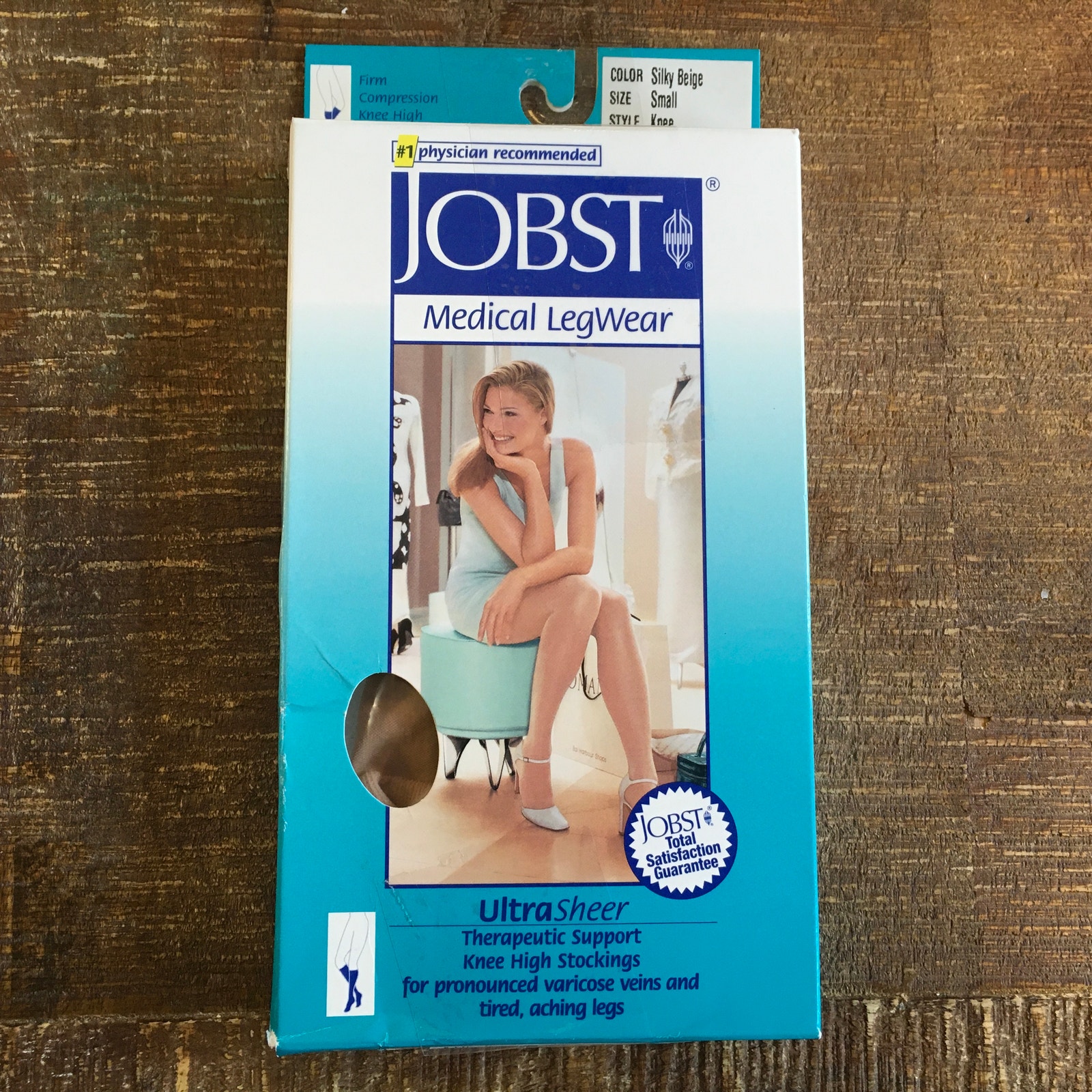 Jobst Beige Firm Compression Knee High Sock S Small 20-30 mmHg Ultra Sheer NEW