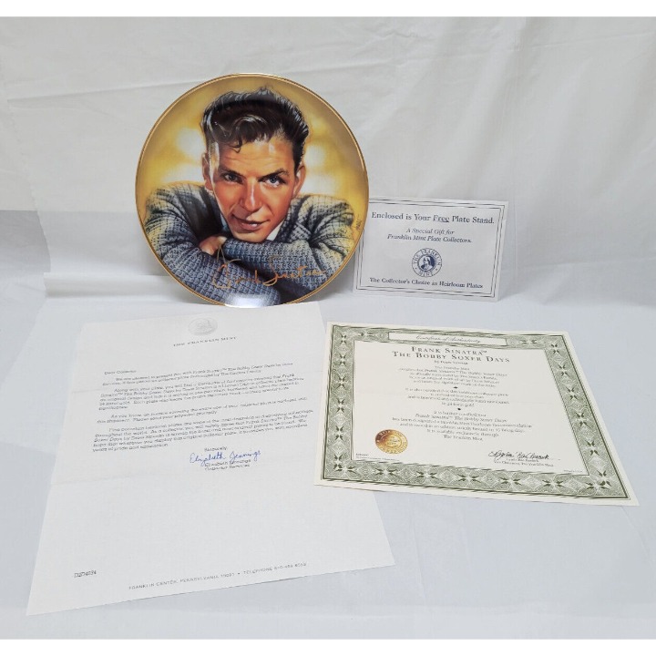 Franklin Mint Frank Sinatra The Bobby Soxer Days Collector Plate #HA8556 COA