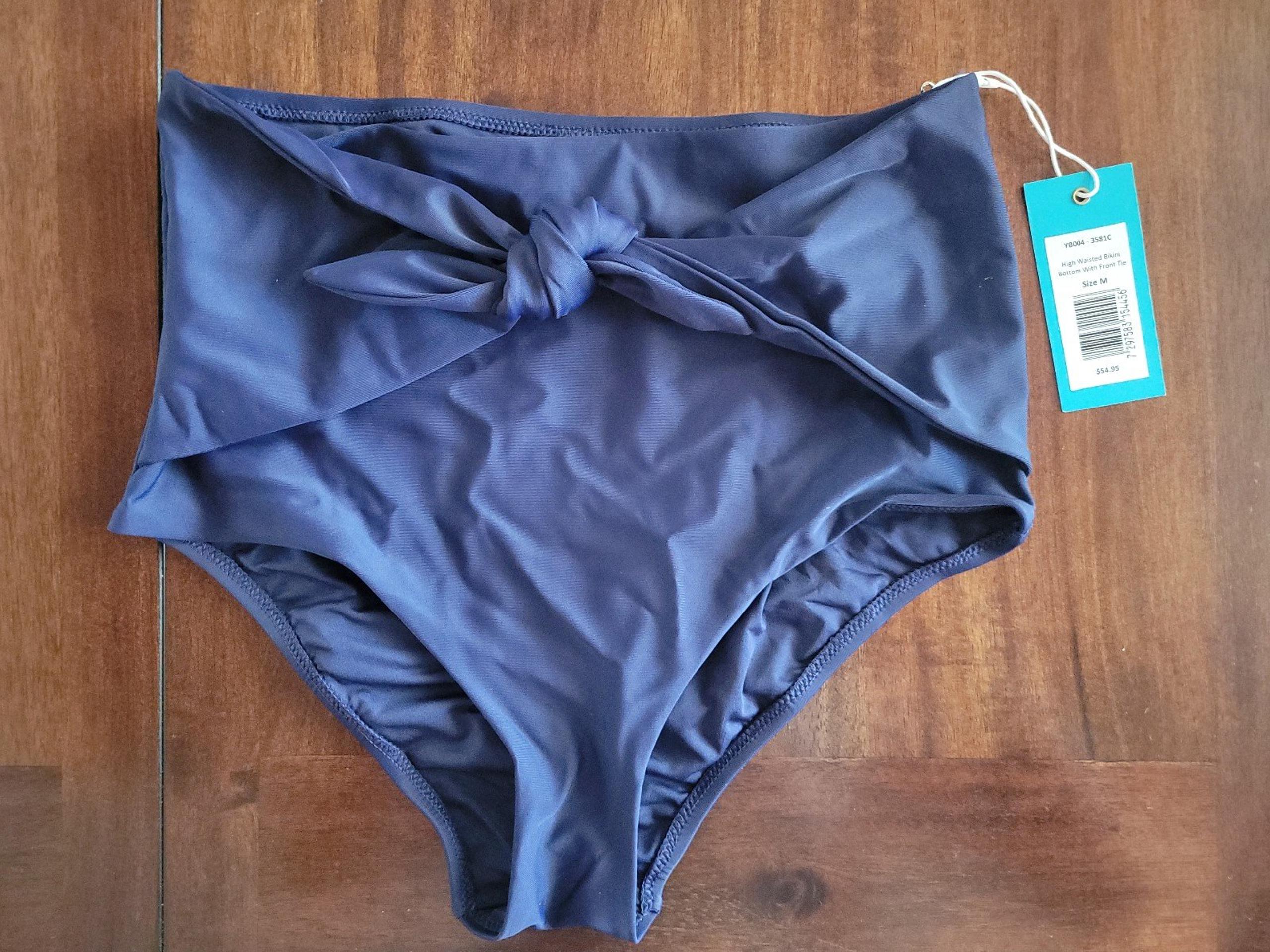 NWT women's swim separate navy bikini bottom with front tie