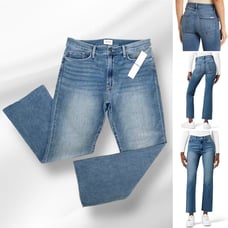 HUDSON Blair High Rise Cropped Bootcut Jeans Raw Hem Stretch Faded Wash Denim