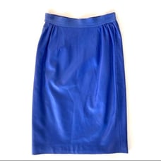 VINTAGE LANVIN BLUE LEATHER PENCIL SKIRT