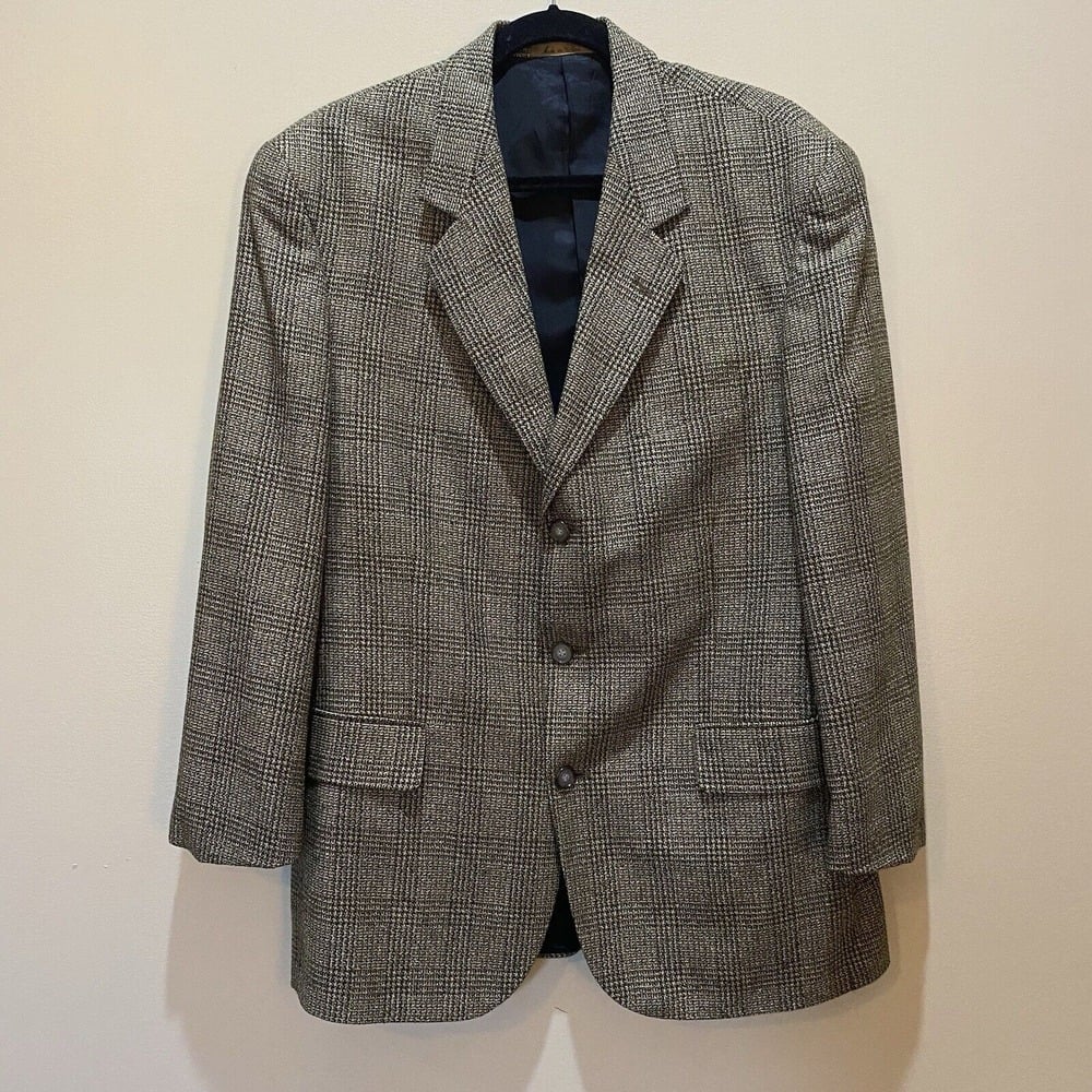 J.Riggings Men's Sport Coat Blazer 3-Button Silk Wool Plaid See Measurement Pics