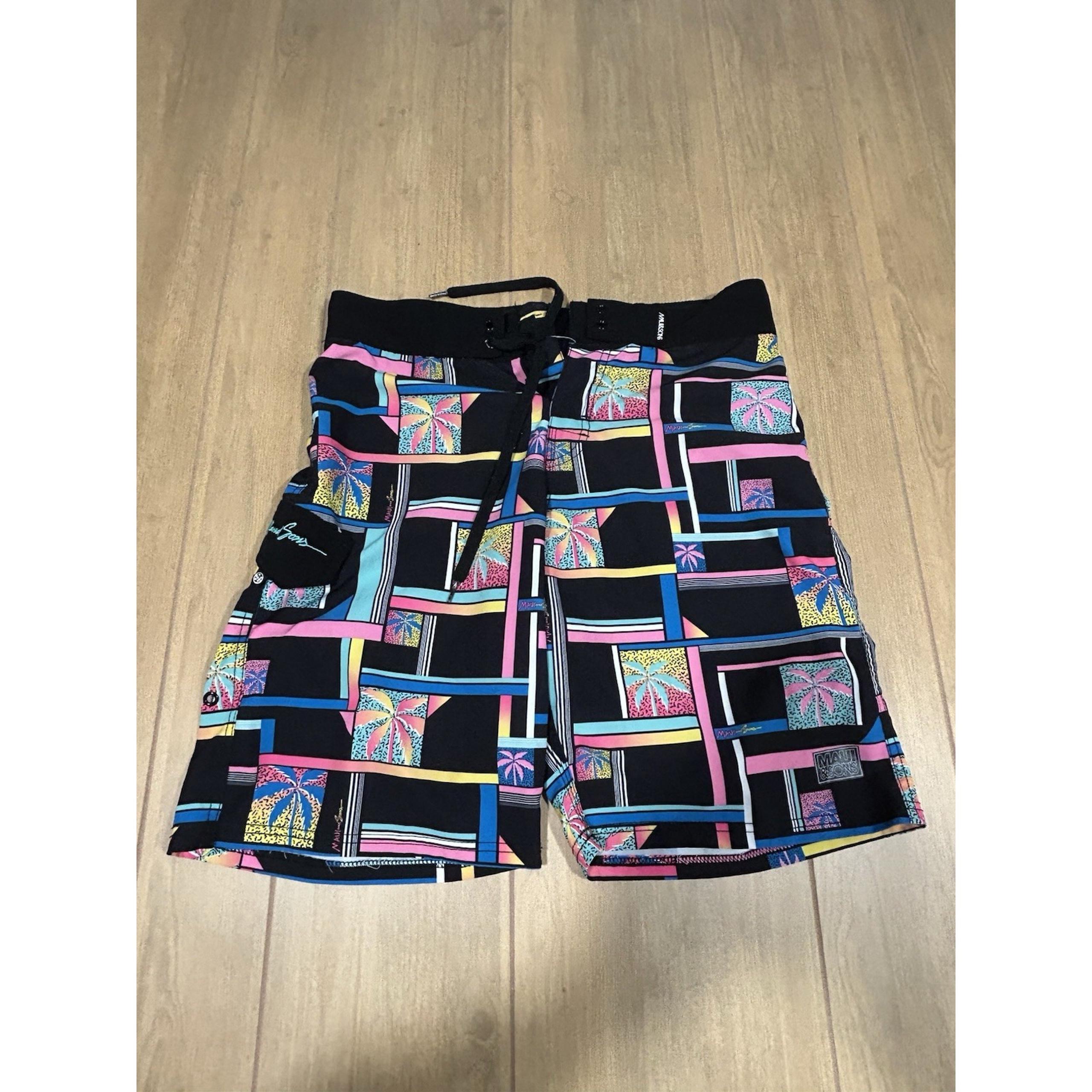 Maui and Sons Board Shorts Sz 32 Neon Pink Blue Retro 90s Y2K Surf