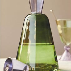 Anthropologie enid decanter glass wine holder purple green NEW