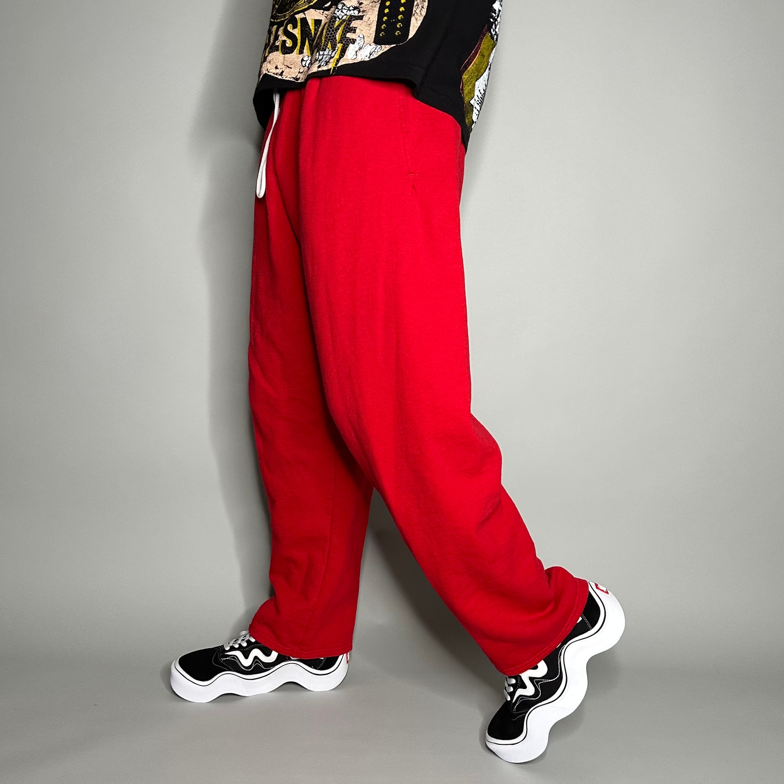 FOTL Sweatpants Crimson Red Cotton Baggy Wide Leg Fit Essential Blank
