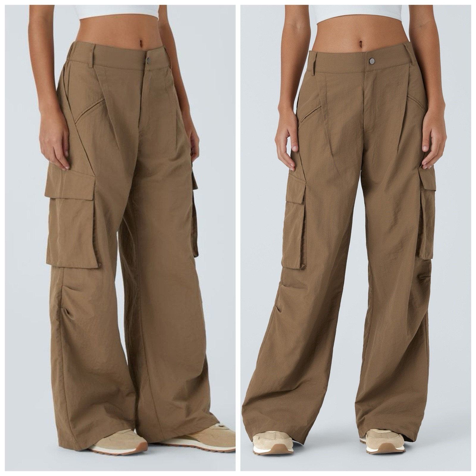 NWT Halara S High Waisted Multi Pockets Wide Leg Casual Cargo Pants Hiking Nylon