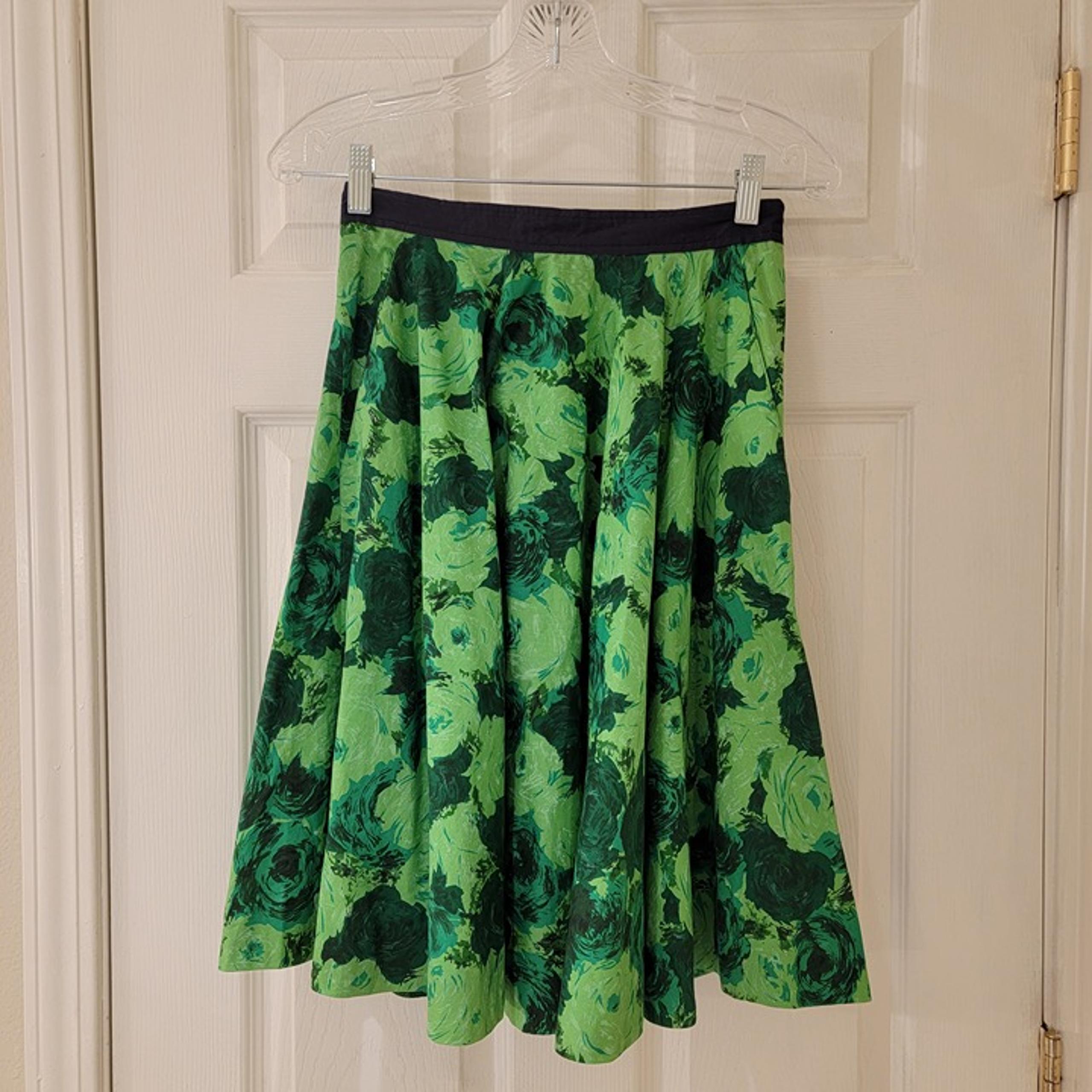 Anthropologie Edme & Esyllte Floral Circle Skirt Size 2 Green Cotton Boho NWT