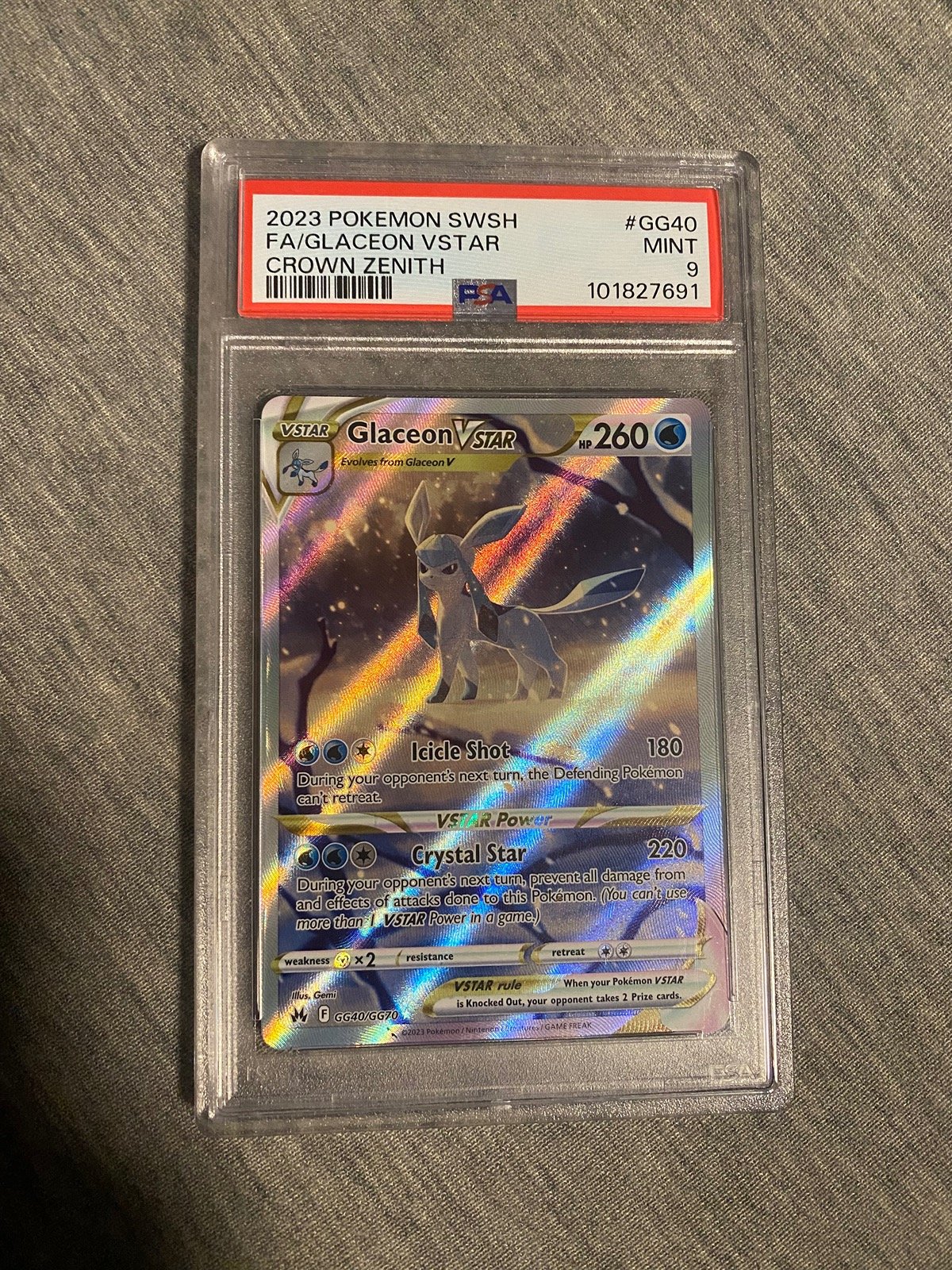 Pokemon Crown Zenith Glaceon VSTAR PSA 9