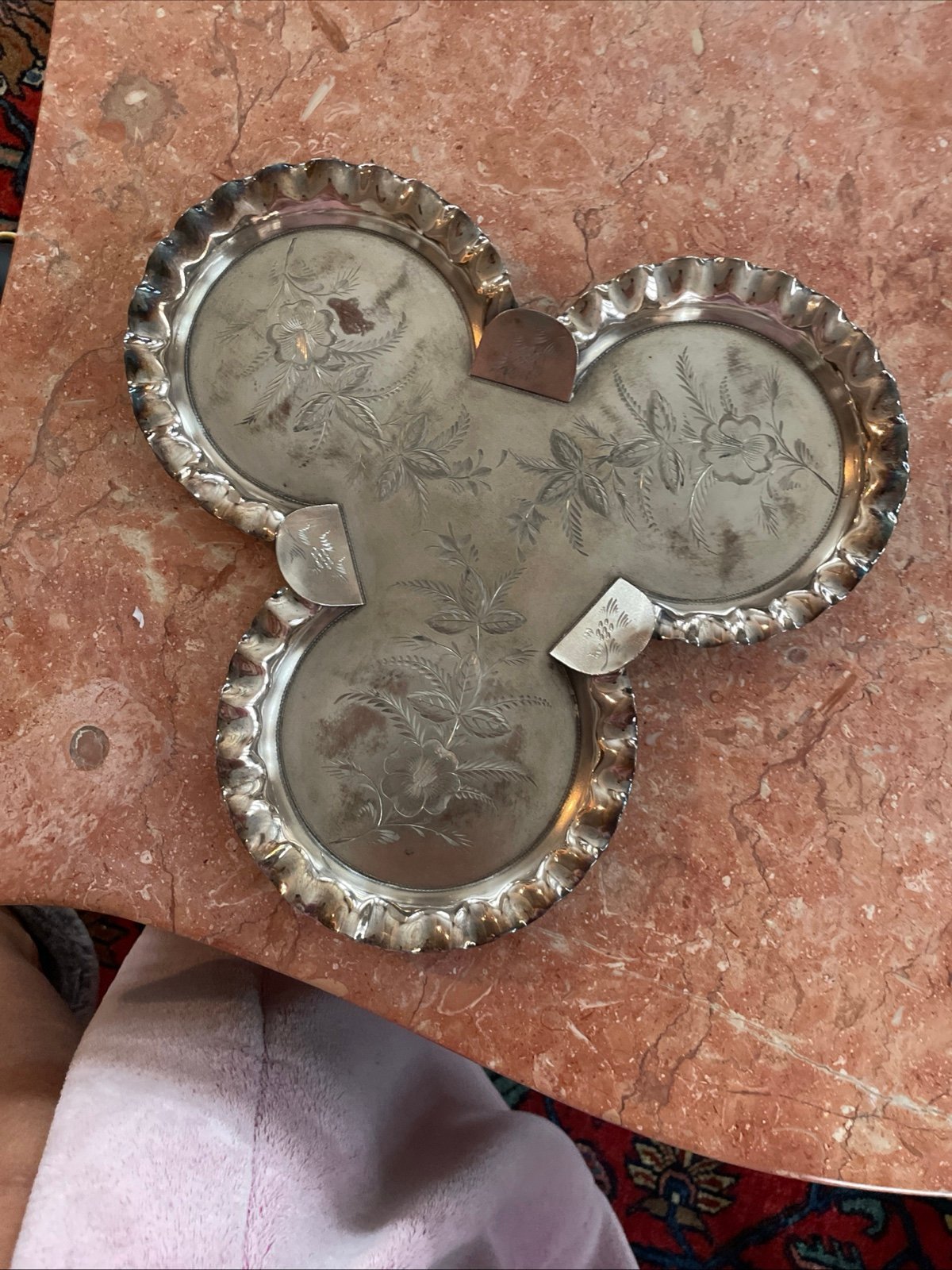 vintage silver plated clover shaped tray