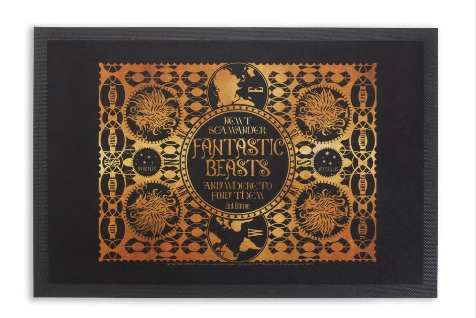 Harry Potter Fantastic Beasts Entrance Mat Black Gold High Friction Design