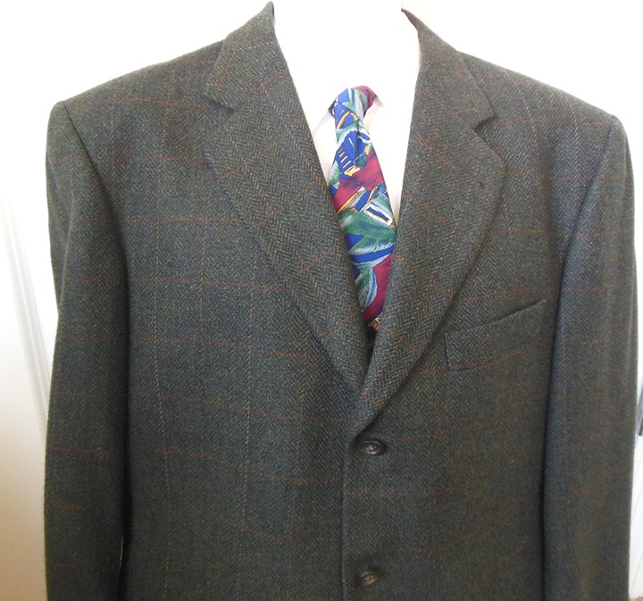 Burberry Men's Wool Cashmere Sports Coat 42 R 3 Button Blazer Dark Olive Check