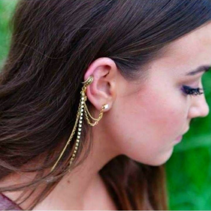 Free People Crystal Ear Cuff Earrings