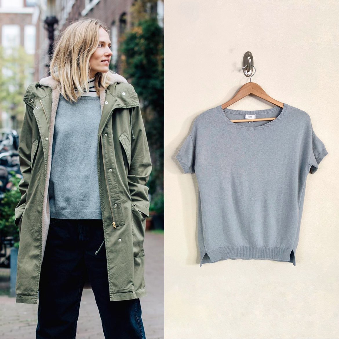 CLOSED Cashmere Wool Short Sleeve Scoop Neck Sweater