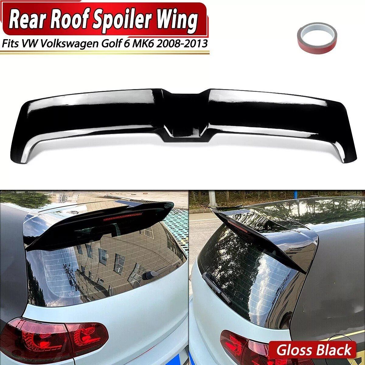 Gloss Black OTG Style Rear Roof Spoiler Wing Lip For VW Golf 6 MK6 TDI 2008-2013