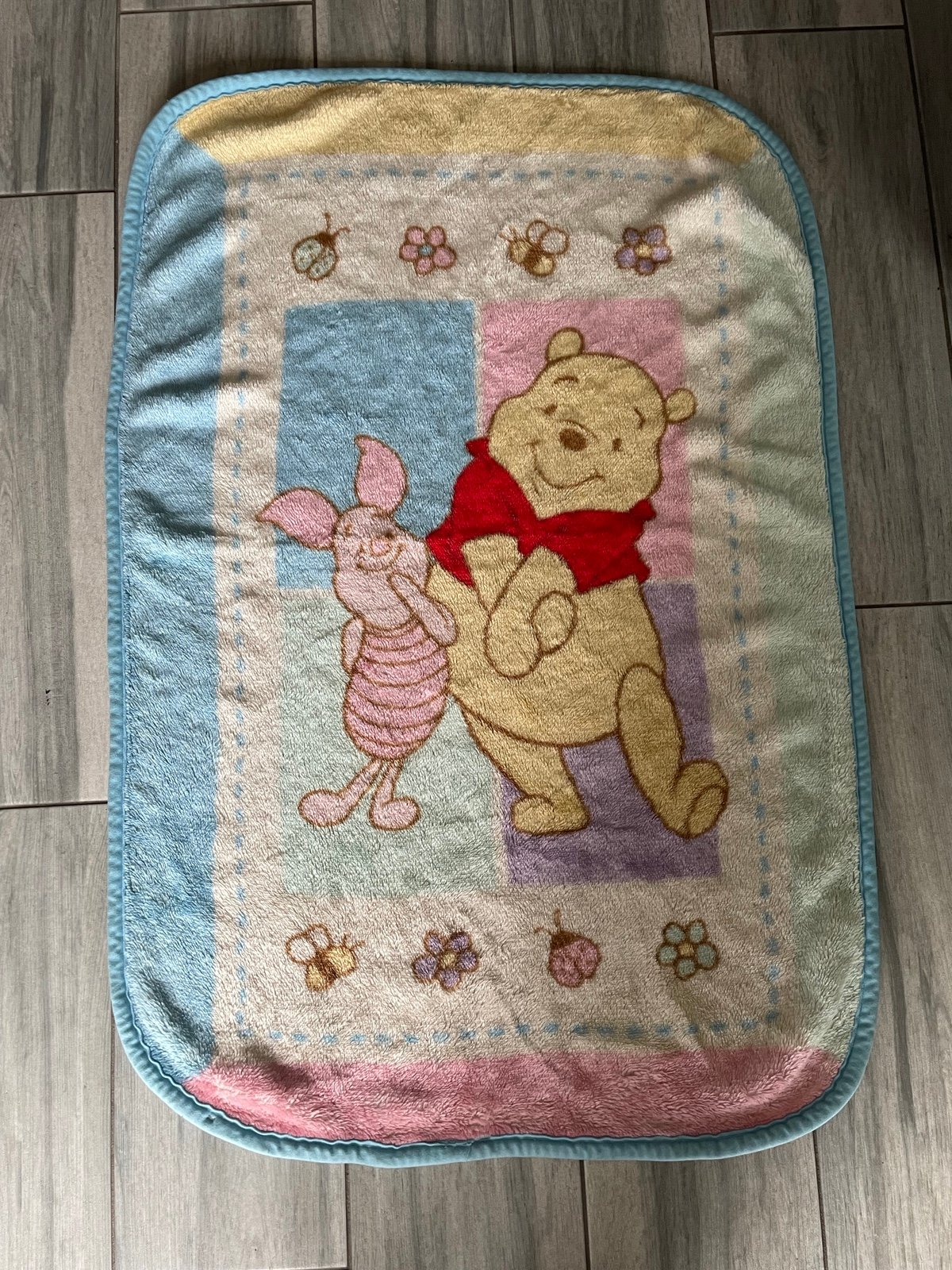 VTG Disney Winnie The Pooh Piglet 28 x 42 Plush Baby Blanket Fleece Lovey