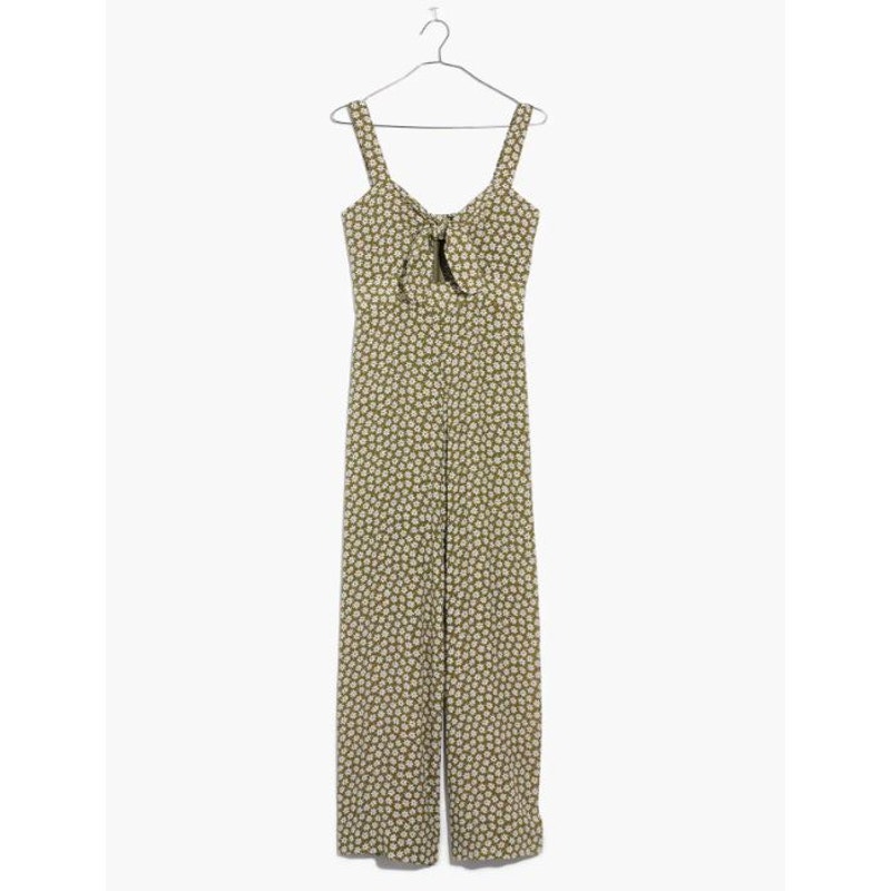 Madewell Plumeria Cutout Green Floral Daisy Jumpsuit Sz 10 Cottagecore Romantic