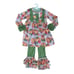 NWOT Pumpkin Leaf Fall Autumn Orange Crush Print Ruffle Top, leggings Set age 10