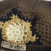 Casual YYBS Brown Crocheted Beanie Hat With Cream Flowers Handmade