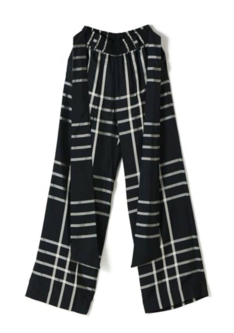 CUPRO CHECK WIDE LEG PANTS | HYKE