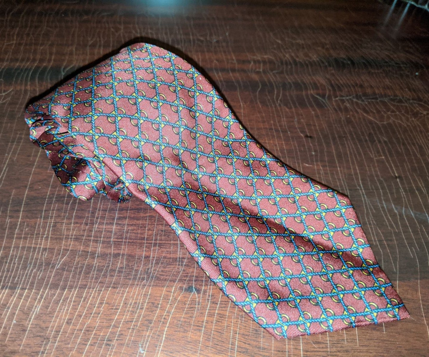 Vintage HERMES Silk Tie Red Equestrian