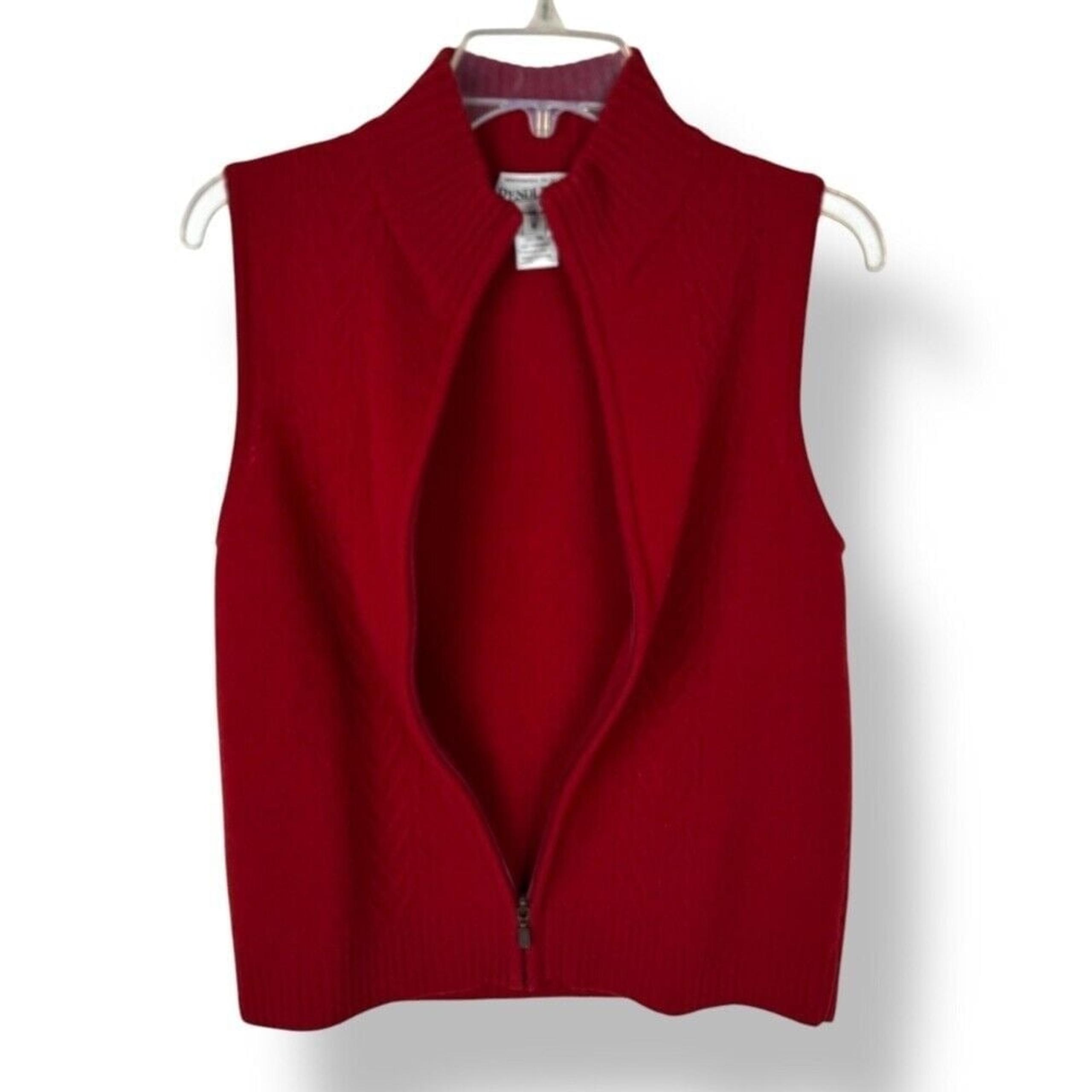 Vintage Y2K 100% Lambswool Zip-Up Sweater Vest Women's Size Medium Red - Pendleton