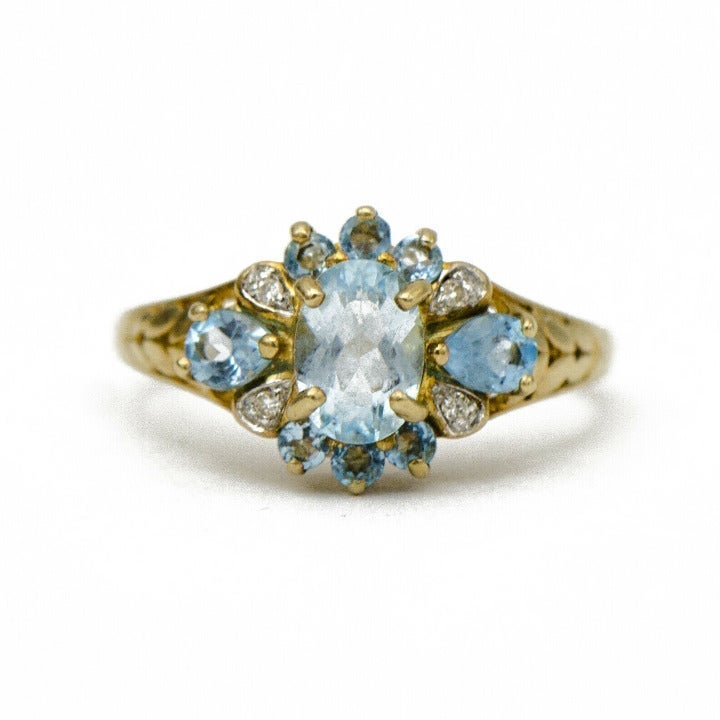 Blue Topaz & Diamond Ring