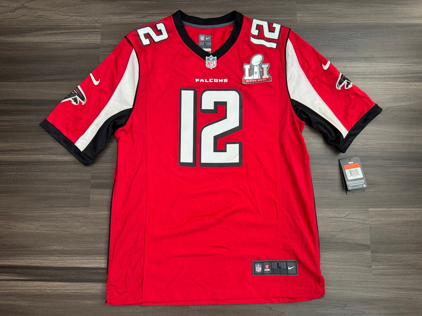 Nike Atlanta Falcons Mohamed Sanu Sr #12 NFL Super Bowl Patch Jersey XL NWT