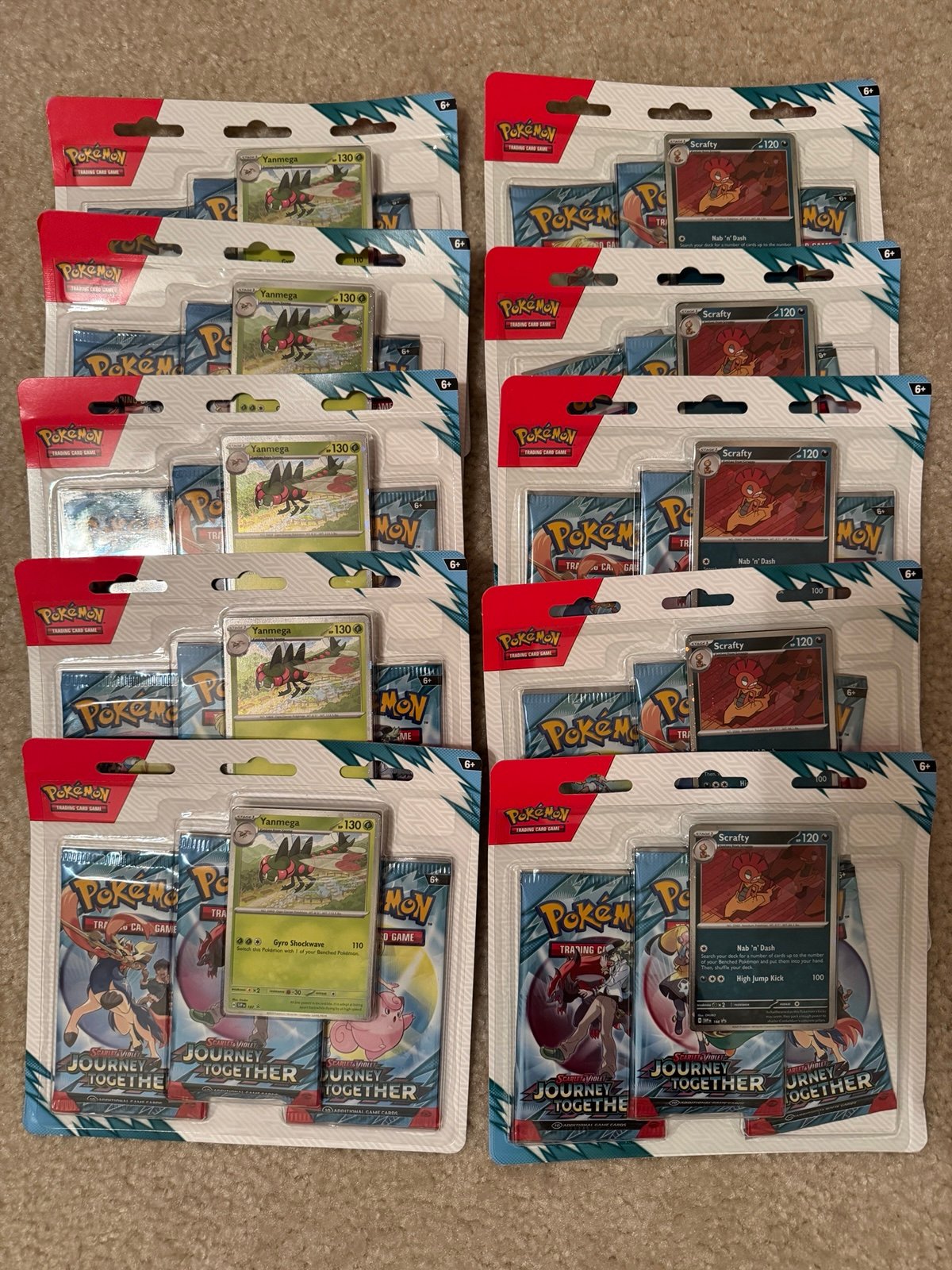 10x Pokemon TCG Journey Together 3 Pack Blisters